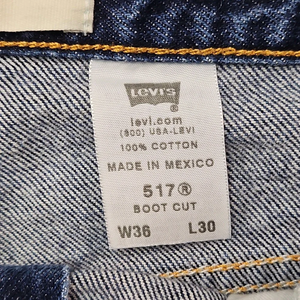 VTG Levis 517 Jeans Mens 36x30 Blue Denim Western Bootcut Ranch Rodeo Y2K Mexico